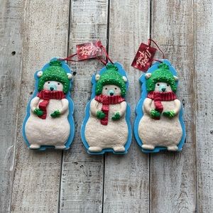 North Pole Polar Bears Decorative Tree Ornaments 3 pack